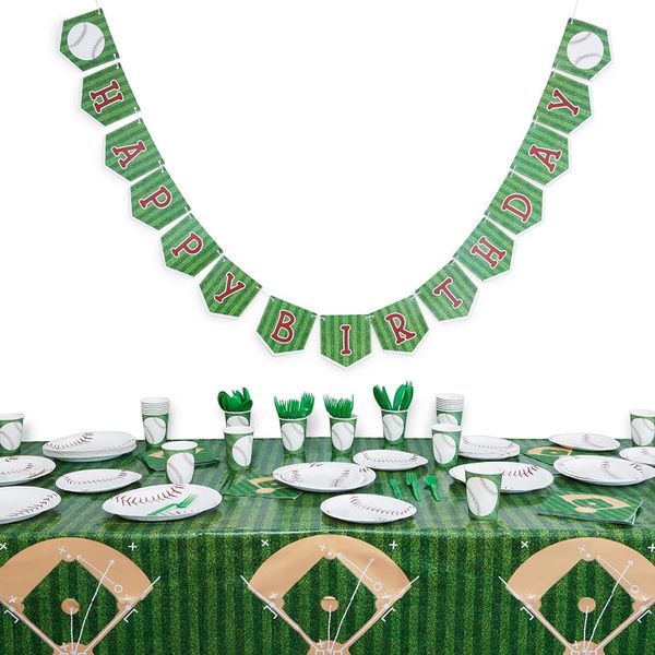 Topika-Baseball Party Plates Napkins Cup Set for Sports Theme Party Supply