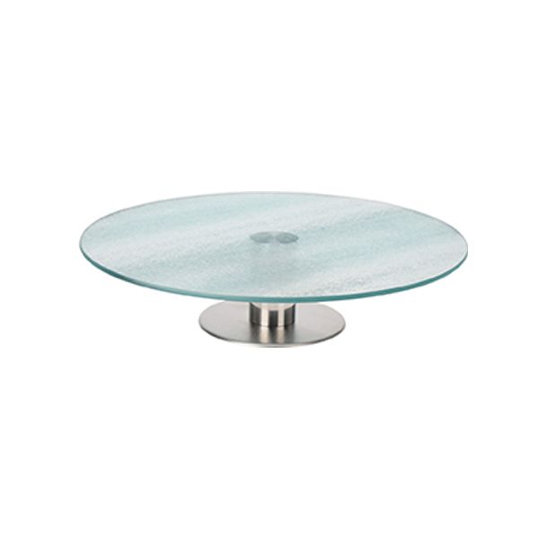 Excellence Homeware - Lazy Susan Glass With Stainless Steel Base - 30x7cm