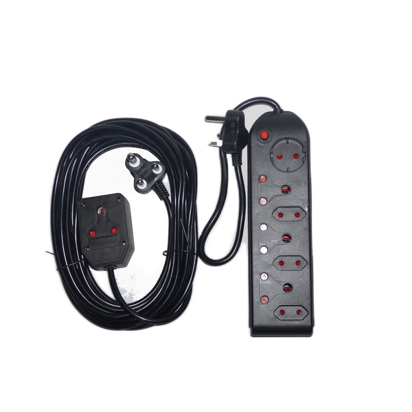Value Tree Black 7 Way Multiplug + 10M Extension Cord + 3 Way Surge