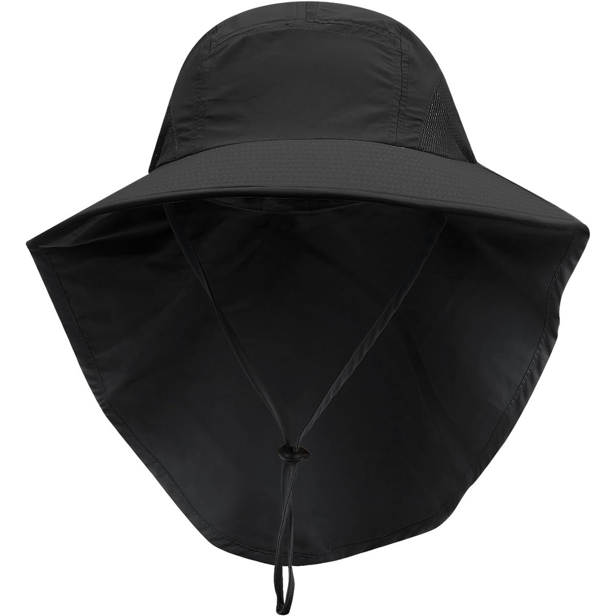 Searoomlynn♡Nylon Travel Outdoor HATブラック Fishing Hat Breathable Sun Protection Outdoor Hat with Neck Flap