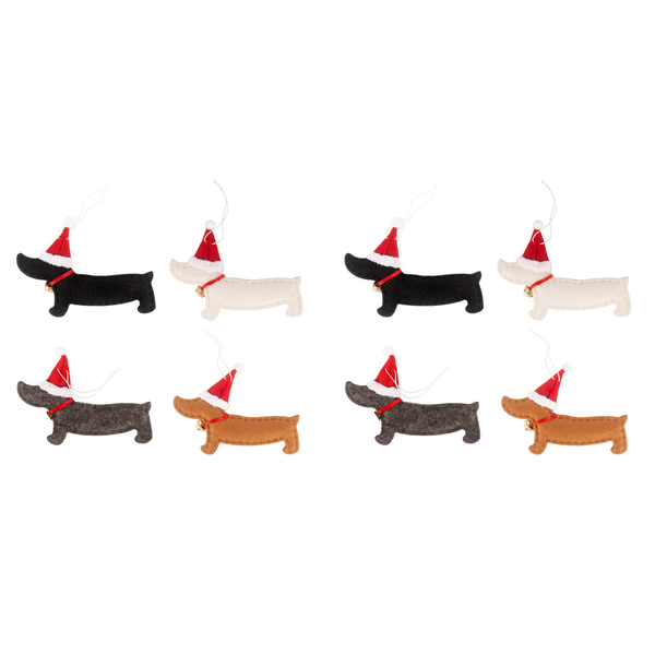 4Pcs Xmas Dachshund Christmas Tree Decoration Pendant Hang For Home