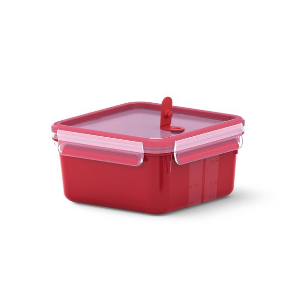 Emsa Clip &amp; Micro Square Lunch Box With Practical Microwave Valve - 1.3 Litre