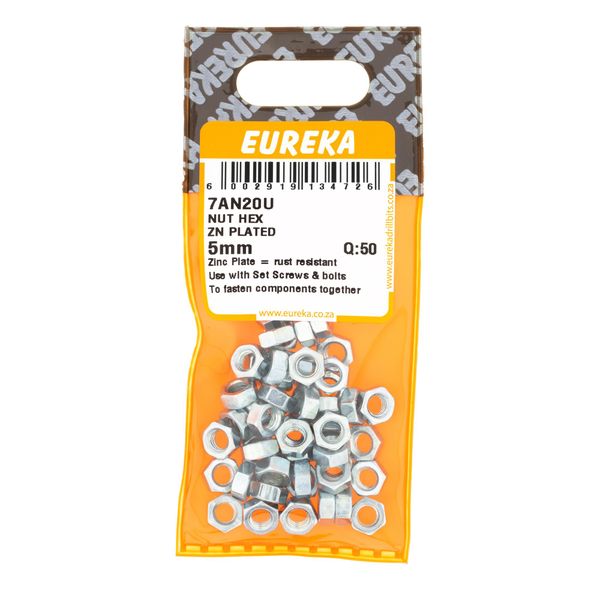 EUREKA Hex Nuts Zinc Plated 5mm Q:50 7AN20U