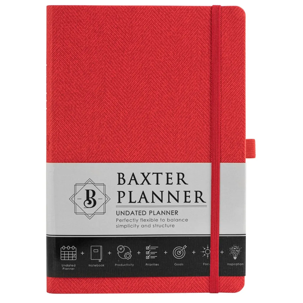 Baxter- Undated Planner Lux Leather- Red