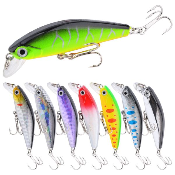 8Piece Minnow Lures Set - 5.6cm/6g Realistic Hard Baits For Bass &amp; Perch