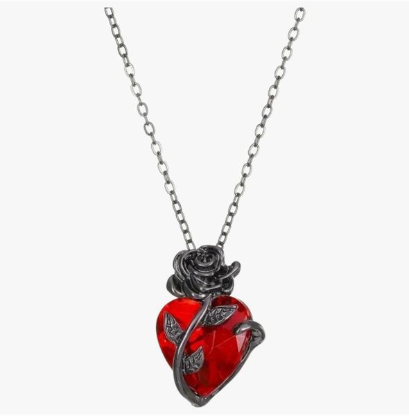 Valentines Red Heart Pendant Necklace