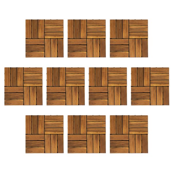 10Piece Wooden Interlocking Deck Tiles Patio Floor Wood Tiles for Backyard