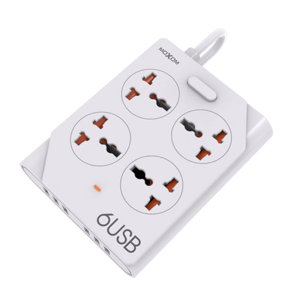 10A Fireproof Power Socket With 6 USB Ports