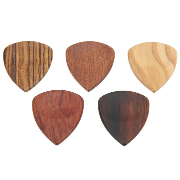 5pc Grooved Wooden Guitar Picks