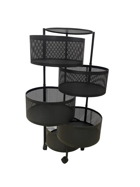 5 Tier Rotatable Mobile Metal Storage Trolley Rack