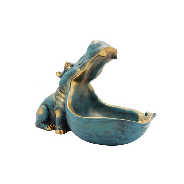 Hippo Statue Resin Hippopotamus Figurine Table Sundries Container Art Decor