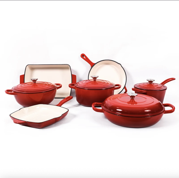 H.L Cast Iron Enamel-11 Piece Pot Set