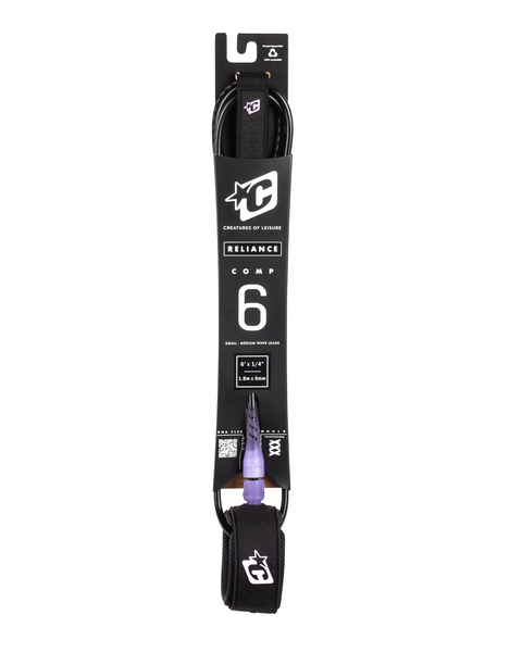 Creatures Comp 6 Surfboard Leash - Black Lavender