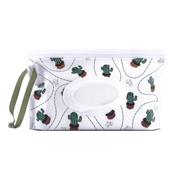 Portable EVA Wet Wipe Storage Bag with Clamshell Design Cactus