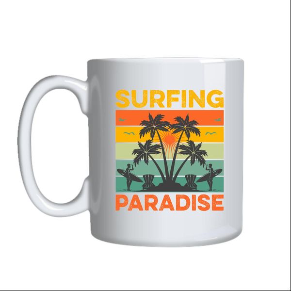 Surfing Paradise Coffee Mugs Trendy Surfing Lovers Graphic Cup Present 037
