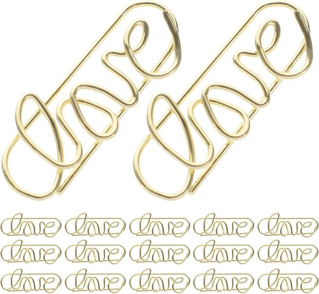 50Pcs Metal Paper Clips Small Creative Love Shape Document Fixing Clips