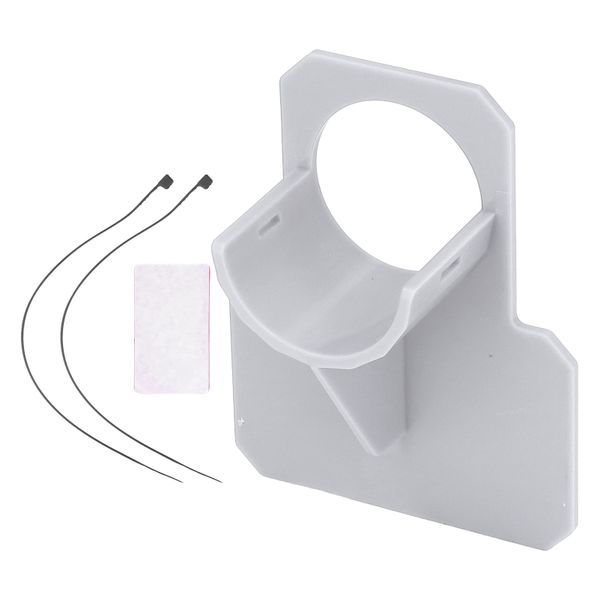 Gray Pool Hose Support Brackets With Cable Ties image