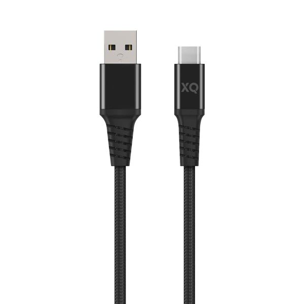 XQISIT Extra Strong Braided USB C 3.0 to USB A 200cm Cable - Black