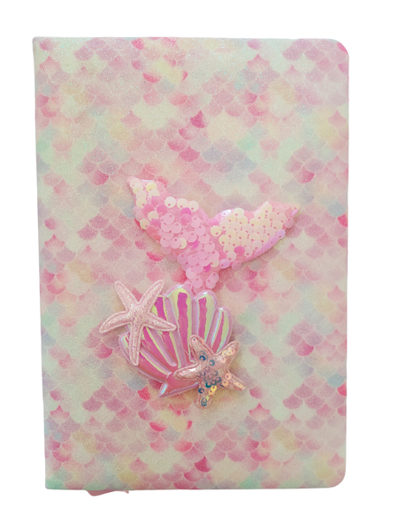 Seashell &amp; Mermaid Tail Diary Notebook - A5 - Blue