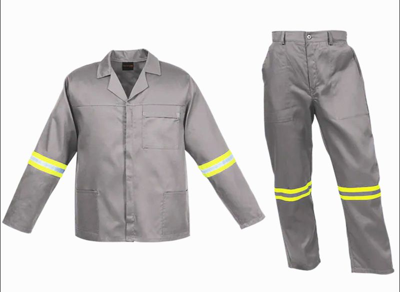 2 Piece Grey Work Suit With Reflective Arms And Legs