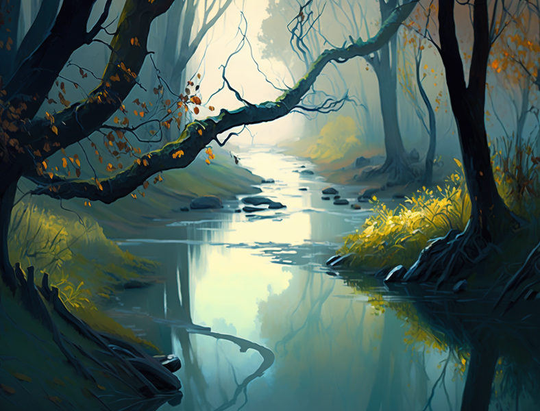 Canvas Wall Decor - Fancy Artwork Living Room River - B1254
