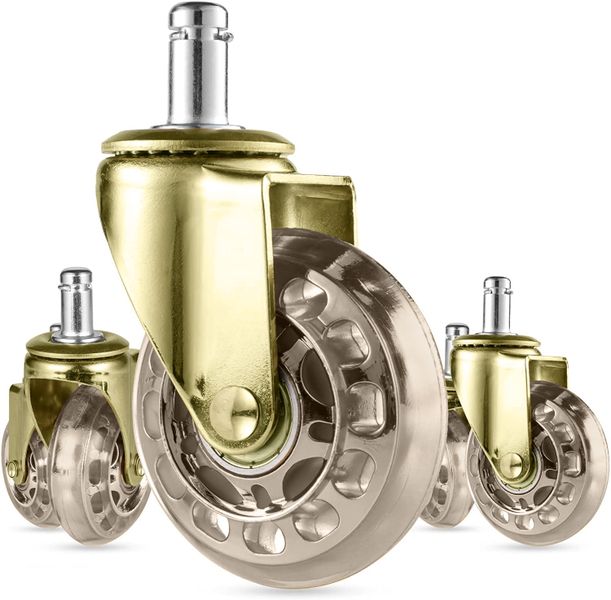 Office Chair Castor Wheels, for all floors - universal fit, gold/ beige