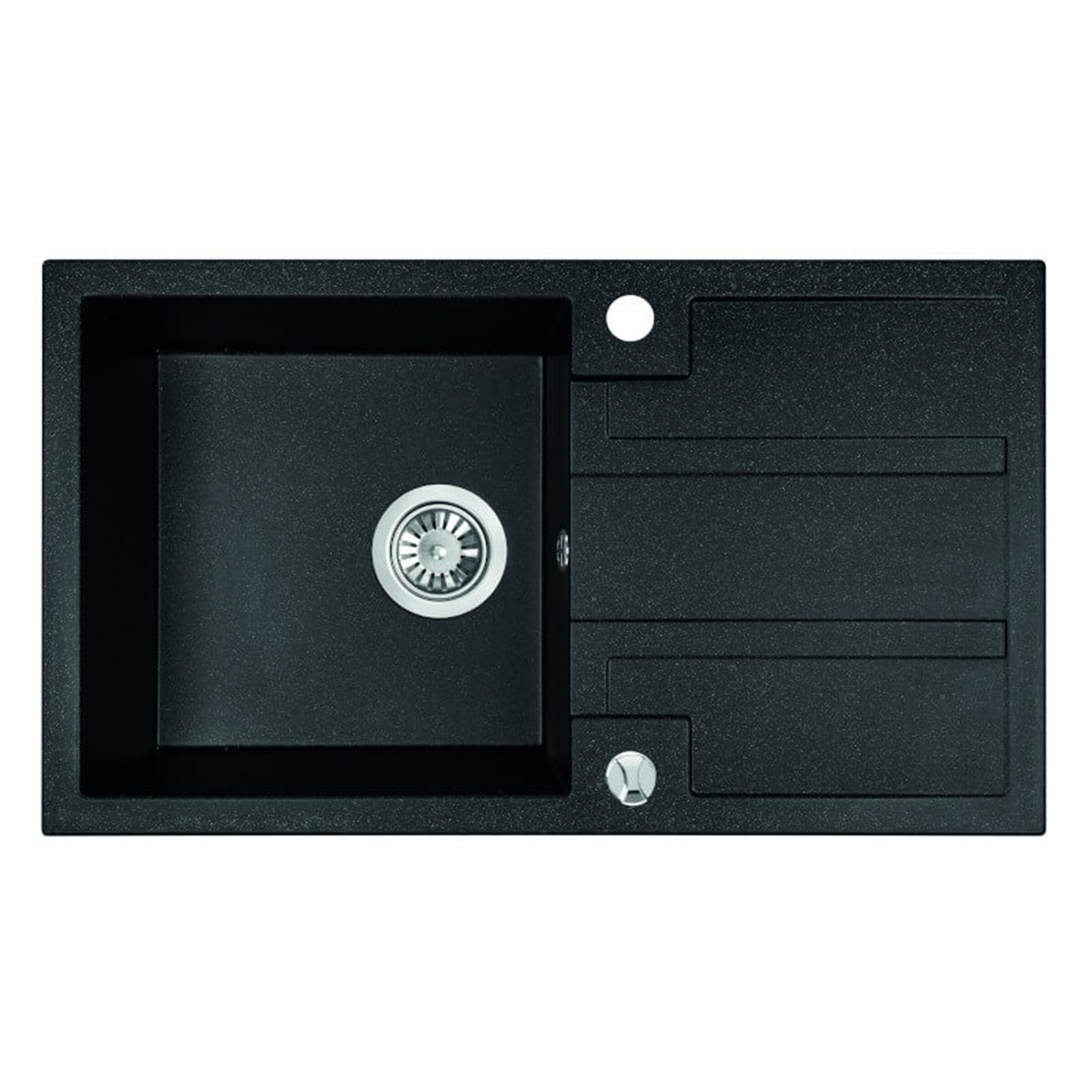 Laveo Barbados Granite Sink 1 Bowl with Drainer - Black