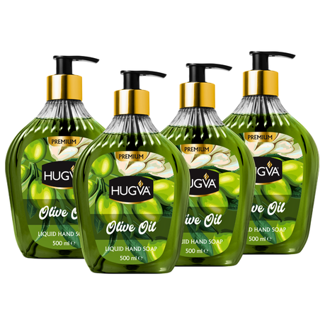 Hugva 500ml Premium Hand Wash Liquid, Olive Oil, Special Formula Pack of 4 Image