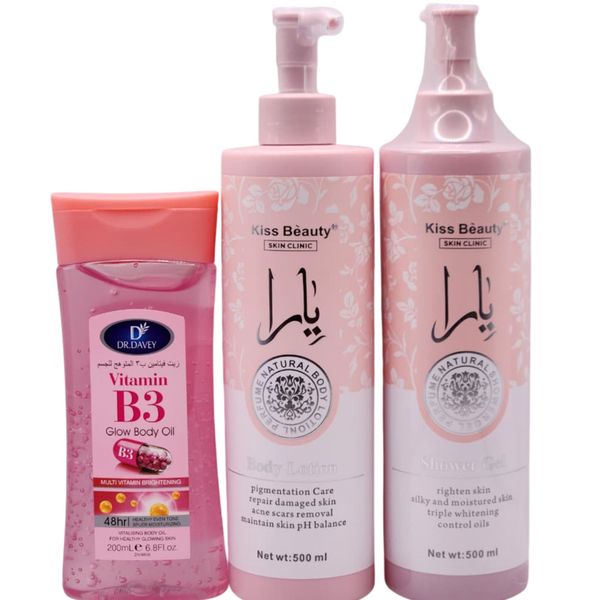 Kiss Beauty Shower gel ,body lotion adn Vitamin B3 glow body oil