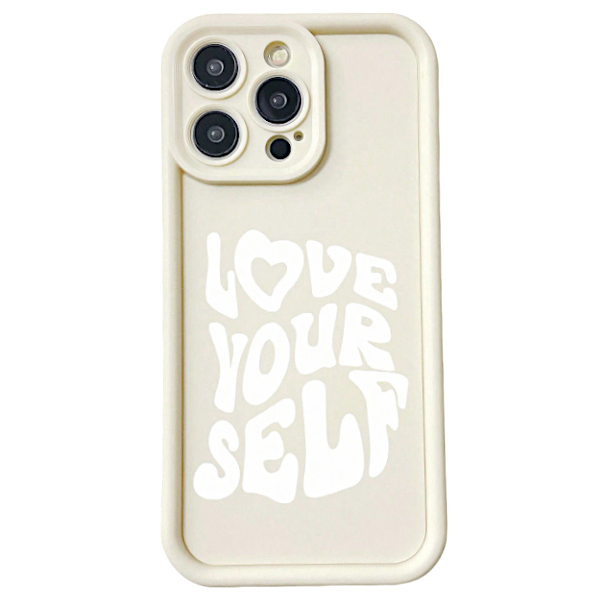 Beige - Phone Case and Bubble Edge with Love Yourself - Iphone 15 Pro