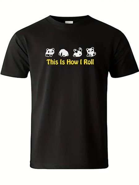 This Is How I Roll Yellow Print Black Men's T-Shirt