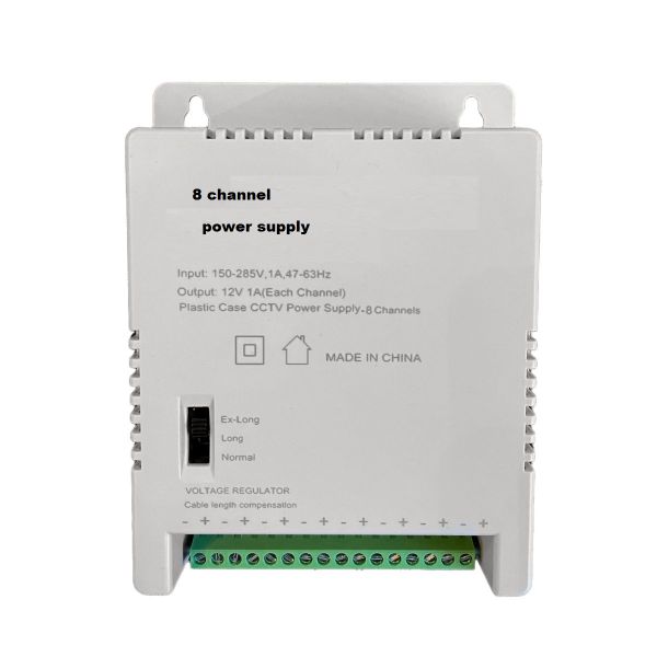 8 Channels 5amp Wall Mounted CCTV Power Supply With Plastic Case