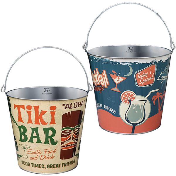 Fantuan Iron Beverage Tubs - Bar Ice - Wine Bucket Outdoor Party - 2 Pack