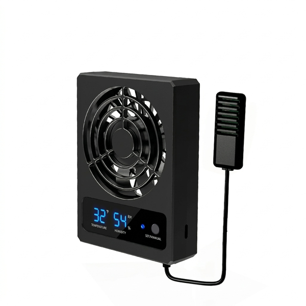 Reptile Tank Fan With Thermometer Hygrometer, Auto Cooling Ventilation