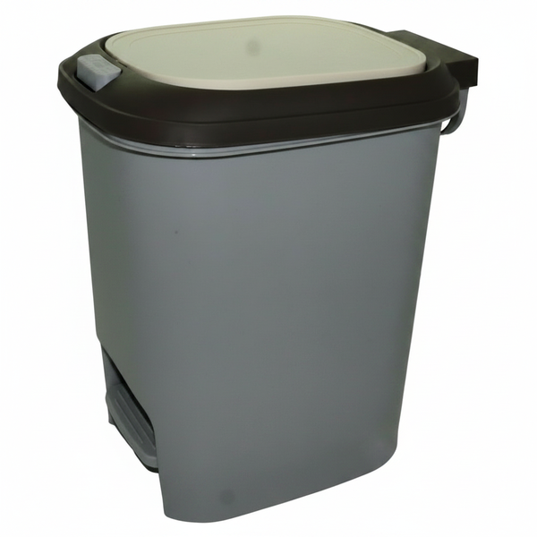 Casey 15 Litre Grey Step-On Pedal Waste Bin for Kitchen &amp; Office