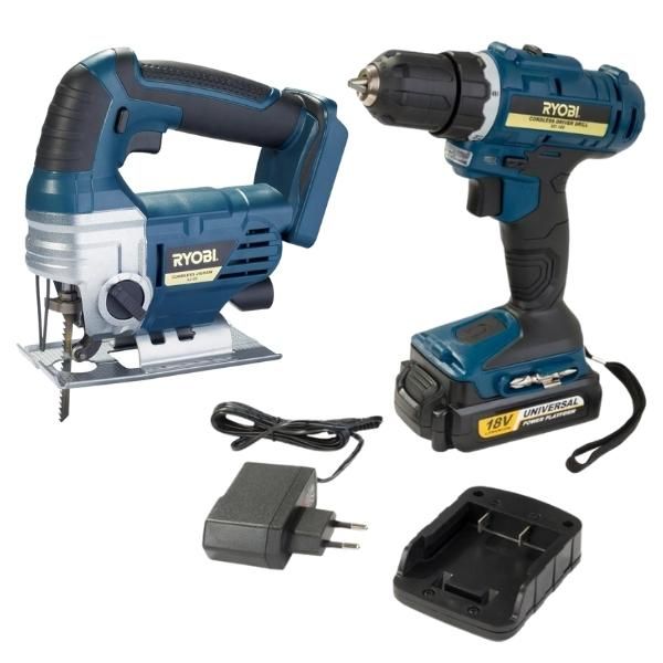 Ryobi - Cordless Driver Drill Kit &amp; Cordless Jig Saw Combo