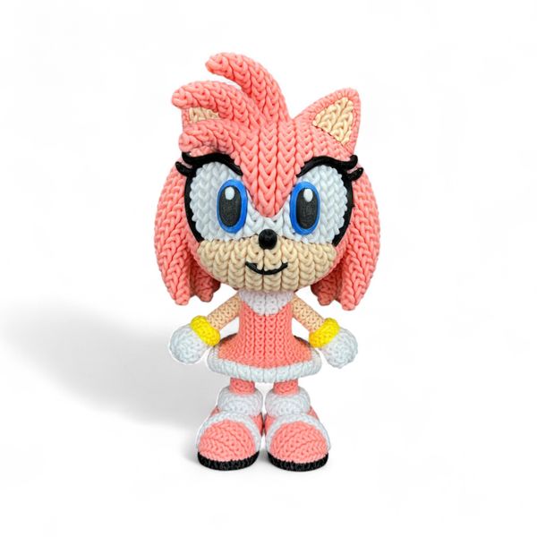 Amy Rose Crochet-Style Collectible Figure | Knitted Texture Character