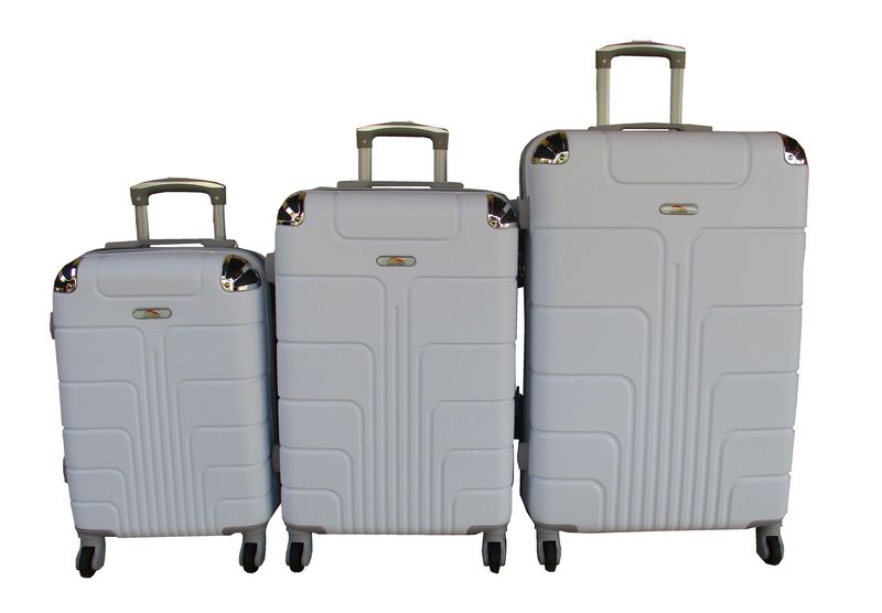 Durable 3-Piece ABS Luggage Set with Spinner Wheels, Combination Lock-White