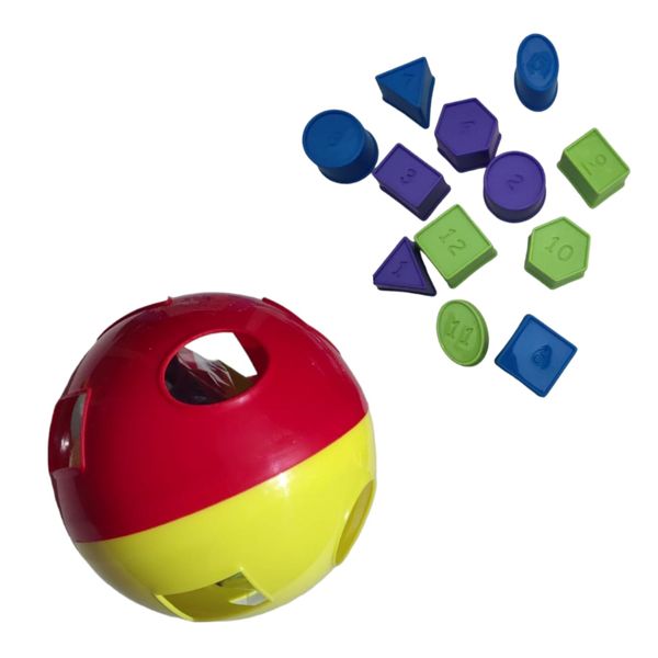 Shape Sorter-Children Educational Baby Ball with Shapes-Red/Yellow