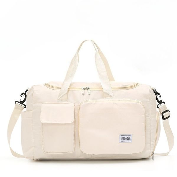 Foldable Large Capacity Women's Fitness Travel Bag - White