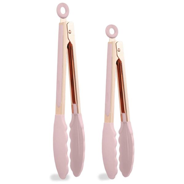 Rose Gold None Stick Stainless Steel Kitchen Silicon Tongs