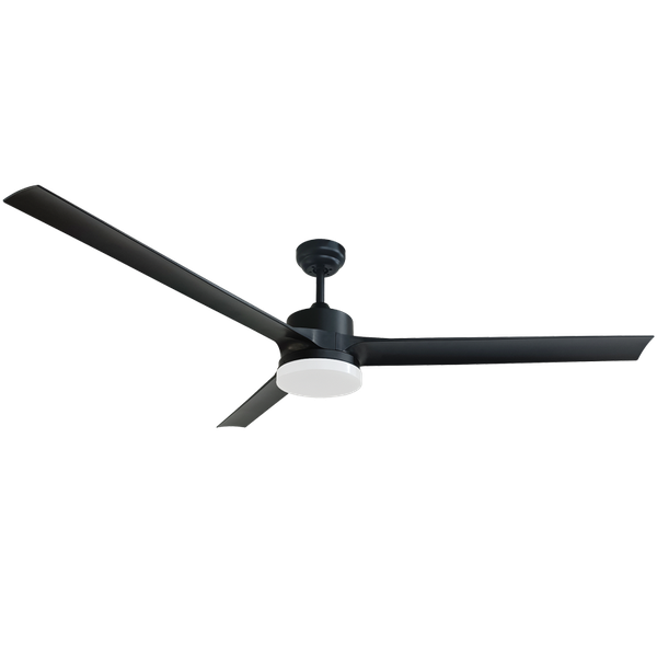 Remote Controlled 3 Blade Black Ceiling Fan with Light