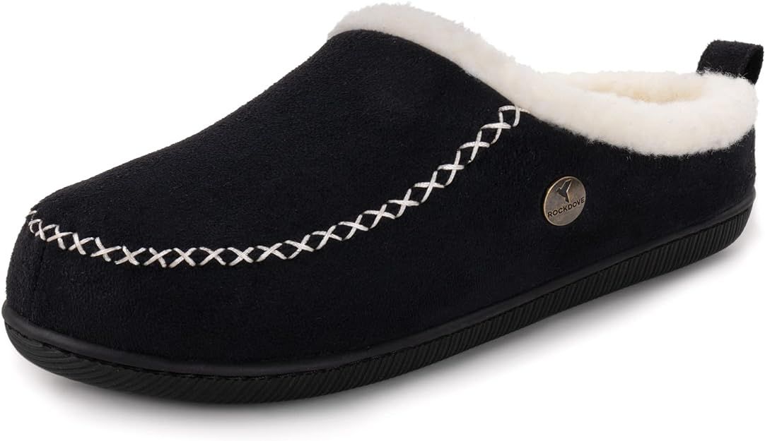 ROCKDOVE Women's Dakota Faux Shearling Lined Slip-On - Black | Shop ...