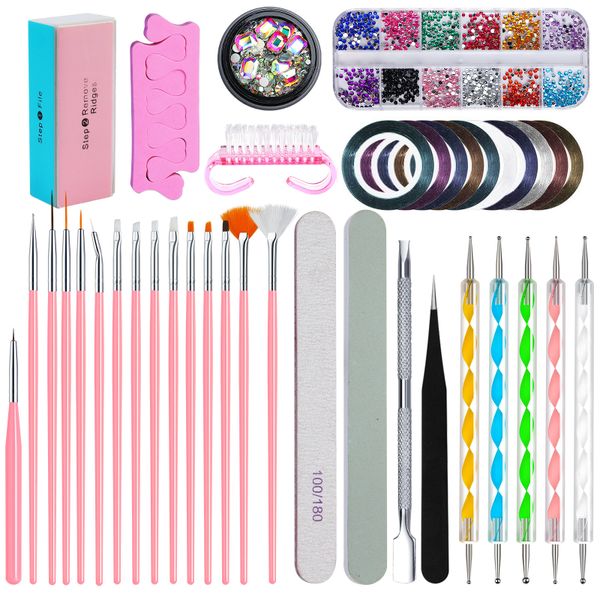 Nail Art Pen Brushes 3D Nail Art Paiting Polish Design Kit Tools Set of 39
