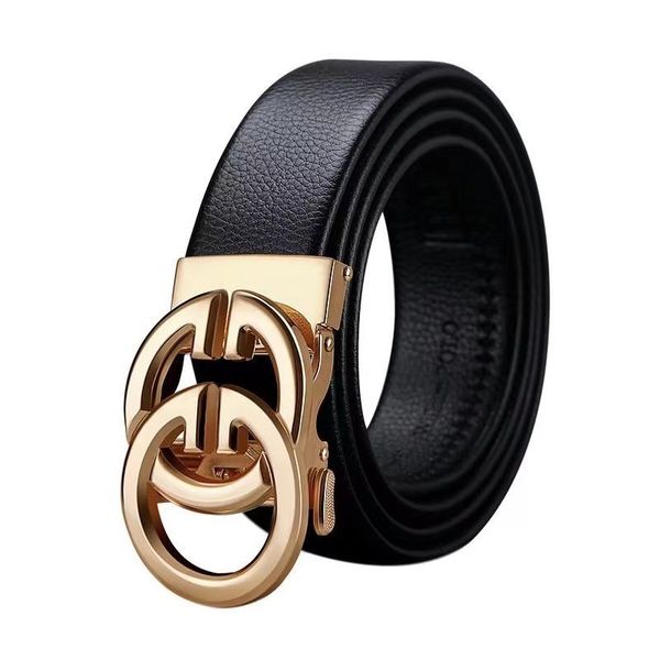 Metal Self Buckle Fashion Men Business Belt Holiday Gift Box - Gold