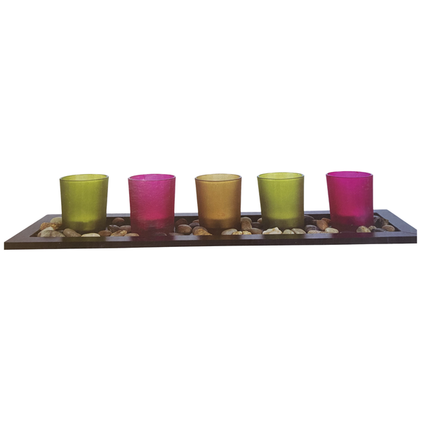 Candle Holder Set 5 Piece - Jewel Tone