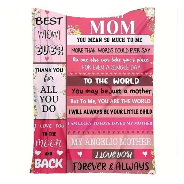 Blanket - a Special Gift for Mom - Best Mom Ever - Pink 120 cm x 165 cm