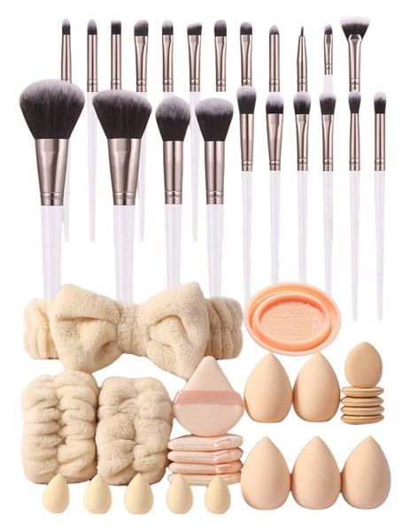 46 Piece Makeup Brush Set With Beauty Sponges &amp; Plush Headband - Multicolor