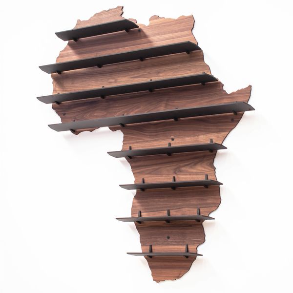 African Art - Africa Wall Wine Shelf, 17 x Wine Bottle holder, African Wine