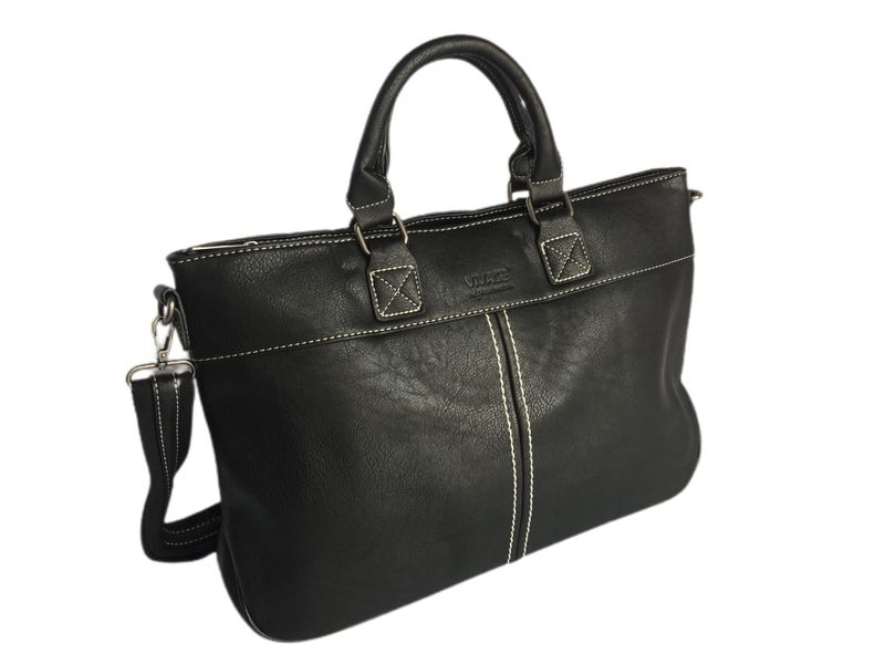 Vivace Elegant Stitched Laptop Bag - Black